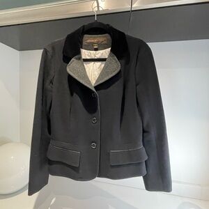 Louis Vuitton black wool velvet corduroy collar peplum blazer jacket 40 Medium